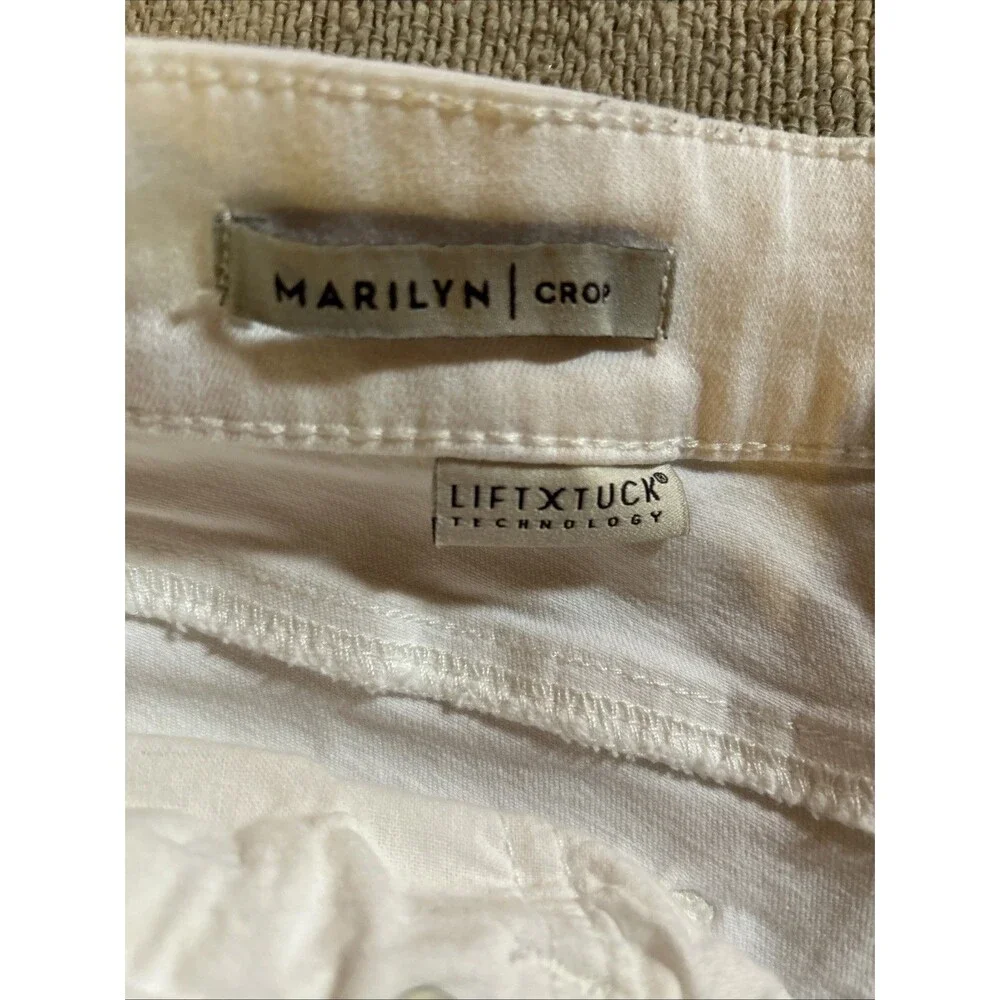 NYDJ Size 16 White Denim Jeans Marilyn Crop Lift Tuck Hi Rise Cuffed Stretch